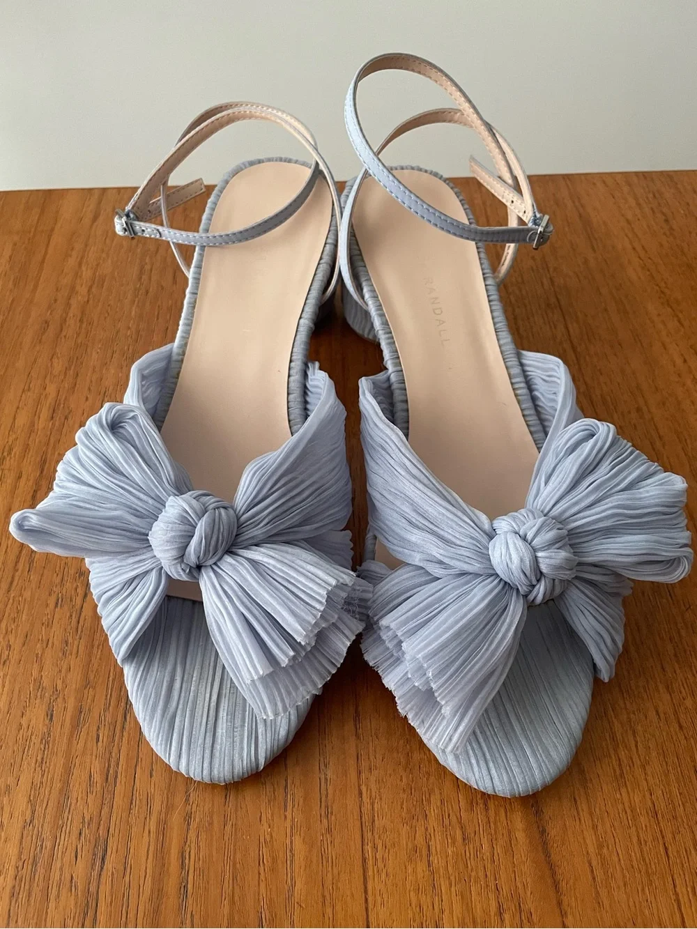 Loeffler Randall Dahlia Blue Pleated Bow Heel Size 9